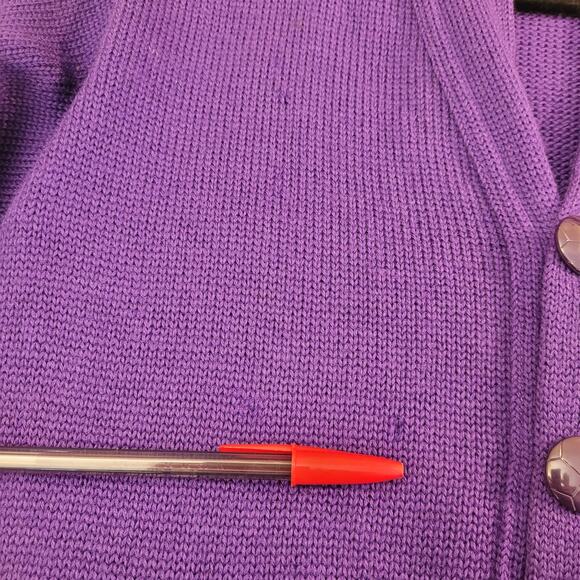 Revere 100% Wool Purple Button-Front Cardigan Vintage Women's Sweater Pockets - Picture 8 of 12